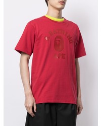 T-shirt à col rond imprimé rouge A Bathing Ape