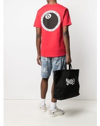 T-shirt à col rond imprimé rouge Stussy