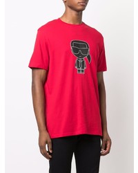 T-shirt à col rond imprimé rouge Karl Lagerfeld