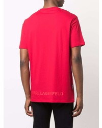 T-shirt à col rond imprimé rouge Karl Lagerfeld