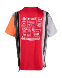 T-shirt à col rond imprimé rouge Needles
