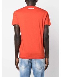 T-shirt à col rond imprimé rouge DSQUARED2