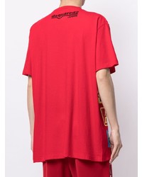 T-shirt à col rond imprimé rouge DSQUARED2