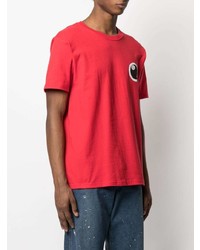 T-shirt à col rond imprimé rouge Stussy