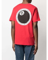 T-shirt à col rond imprimé rouge Stussy