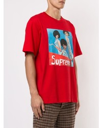 T-shirt à col rond imprimé rouge Supreme