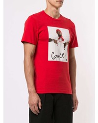 T-shirt à col rond imprimé rouge Supreme