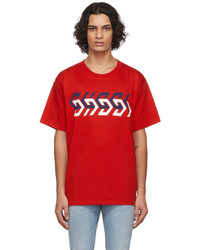 T-shirt à col rond imprimé rouge Gucci
