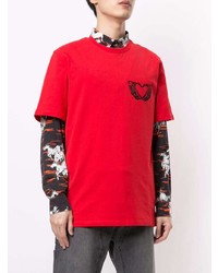 T-shirt à col rond imprimé rouge MSGM