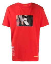 T-shirt à col rond imprimé rouge Heron Preston