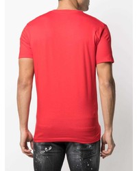 T-shirt à col rond imprimé rouge DSQUARED2