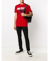 T-shirt à col rond imprimé rouge Philipp Plein