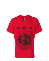 T-shirt à col rond imprimé rouge Icosae
