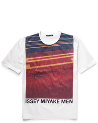 T-shirt à col rond imprimé rouge Issey Miyake