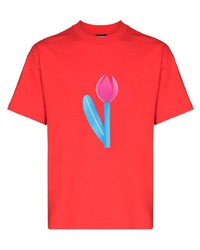 T-shirt à col rond imprimé rouge Jacquemus