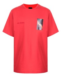 T-shirt à col rond imprimé rouge Juun.J