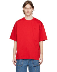 T-shirt à col rond imprimé rouge Juun.J