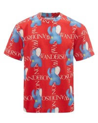 T-shirt à col rond imprimé rouge JW Anderson