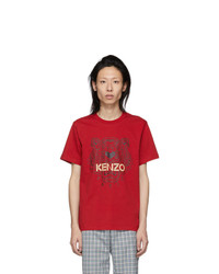 T-shirt à col rond imprimé rouge Kenzo