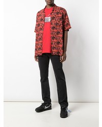 T-shirt à col rond imprimé rouge Supreme