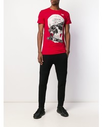 T-shirt à col rond imprimé rouge Philipp Plein