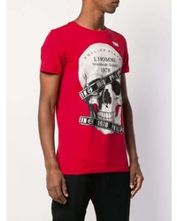 T-shirt à col rond imprimé rouge Philipp Plein