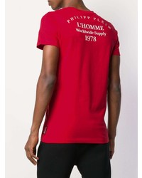 T-shirt à col rond imprimé rouge Philipp Plein