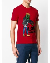 T-shirt à col rond imprimé rouge Love Moschino