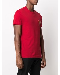 T-shirt à col rond imprimé rouge VERSACE JEANS COUTURE