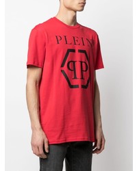 T-shirt à col rond imprimé rouge Philipp Plein