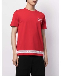 T-shirt à col rond imprimé rouge Ea7 Emporio Armani