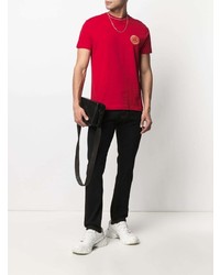 T-shirt à col rond imprimé rouge VERSACE JEANS COUTURE