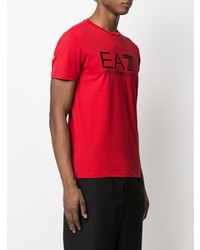 T-shirt à col rond imprimé rouge Ea7 Emporio Armani