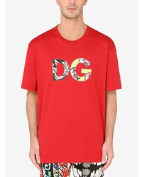 T-shirt à col rond imprimé rouge Dolce & Gabbana