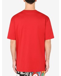 T-shirt à col rond imprimé rouge Dolce & Gabbana