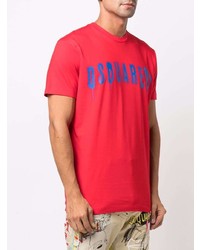 T-shirt à col rond imprimé rouge DSQUARED2