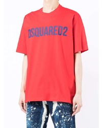 T-shirt à col rond imprimé rouge DSQUARED2