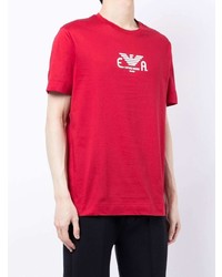 T-shirt à col rond imprimé rouge Emporio Armani