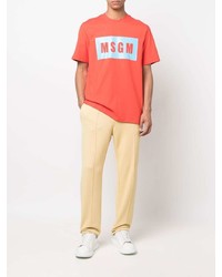 T-shirt à col rond imprimé rouge MSGM