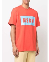 T-shirt à col rond imprimé rouge MSGM