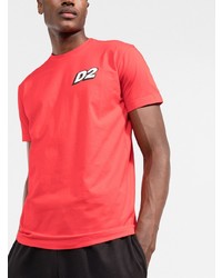 T-shirt à col rond imprimé rouge DSQUARED2