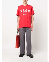 T-shirt à col rond imprimé rouge MSGM