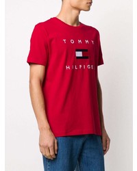 T-shirt à col rond imprimé rouge Tommy Hilfiger