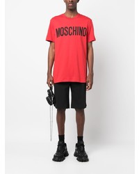 T-shirt à col rond imprimé rouge Moschino