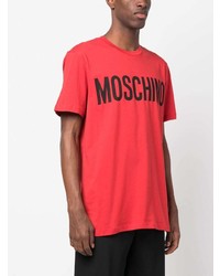 T-shirt à col rond imprimé rouge Moschino