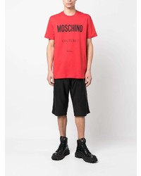 T-shirt à col rond imprimé rouge Moschino