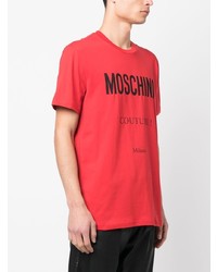 T-shirt à col rond imprimé rouge Moschino