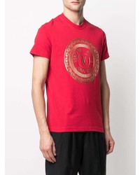 T-shirt à col rond imprimé rouge VERSACE JEANS COUTURE