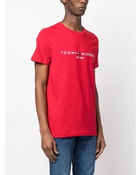 T-shirt à col rond imprimé rouge Tommy Hilfiger