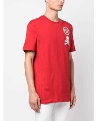 T-shirt à col rond imprimé rouge Philipp Plein